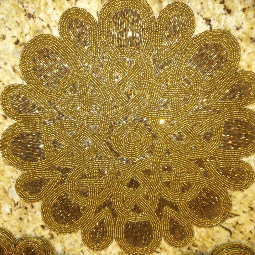 Luxury beaded placemats in expresso brown set of 8 New